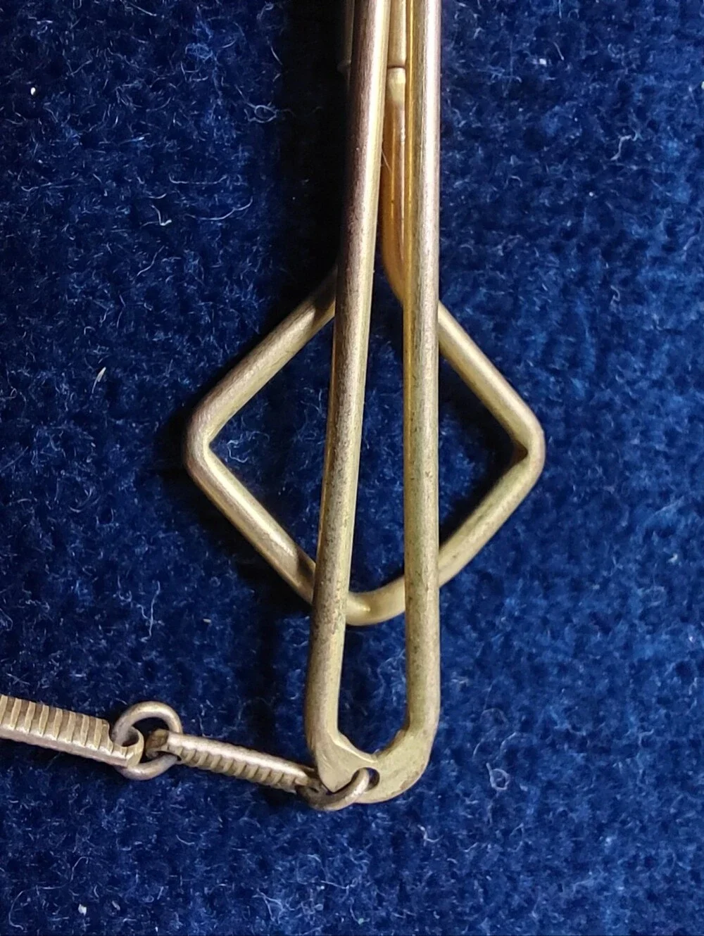​VTG Estate Swank Gold Tone Art Deco Geometric Tie Clip Chain Bar Pat 1865995